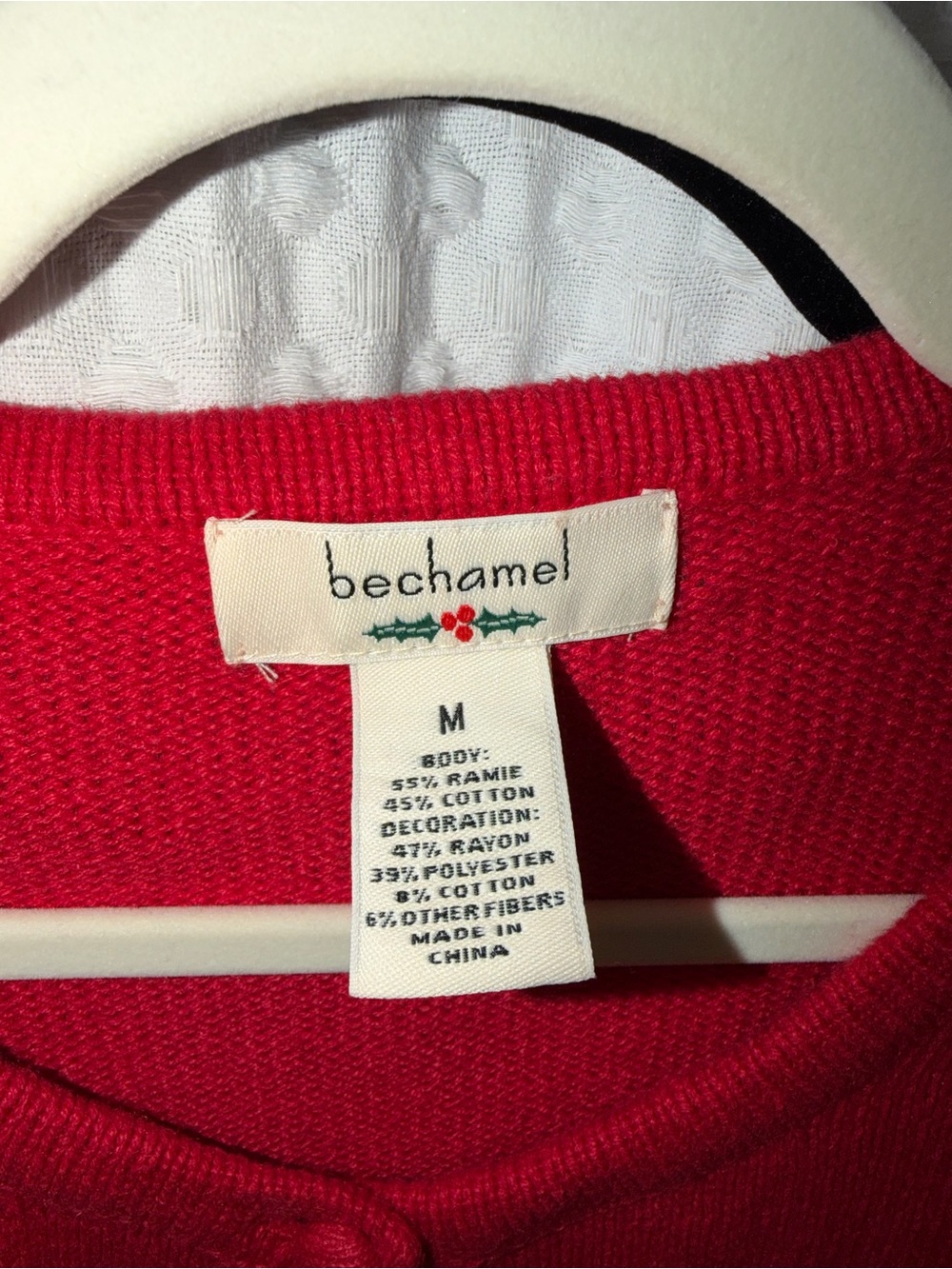 Bechamel Red Holiday Embroidered Button-Front Cardigan - Picture 5 of 5